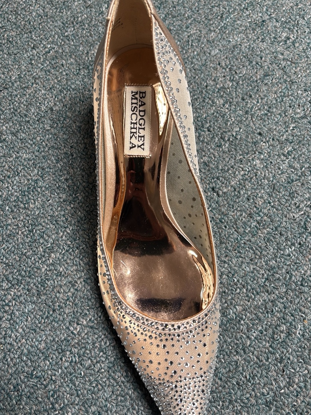Badgley Mischka Rose Gold Crystal Pointed Pump
